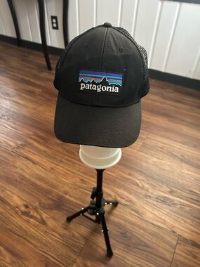 Patagonia Black Trucker Hat with Multicolor Logo